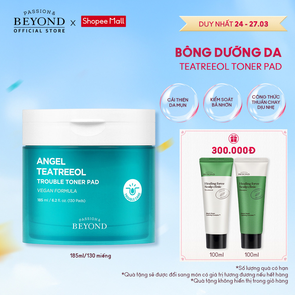[Beyond Official] Bông dưỡng da thuần chay Beyond Angel Teatreeol Toner Pad 185ml (130 miếng)