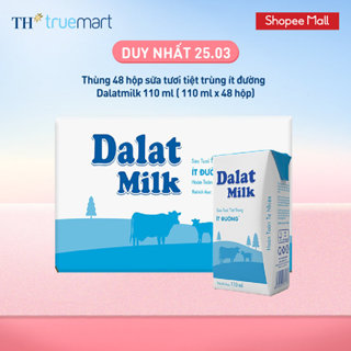 [LIVE STREAM] Thùng 48 hộp sữa tươi tiệt trùng Dalatmilk ít đường 110 ml (110 ml x 48)