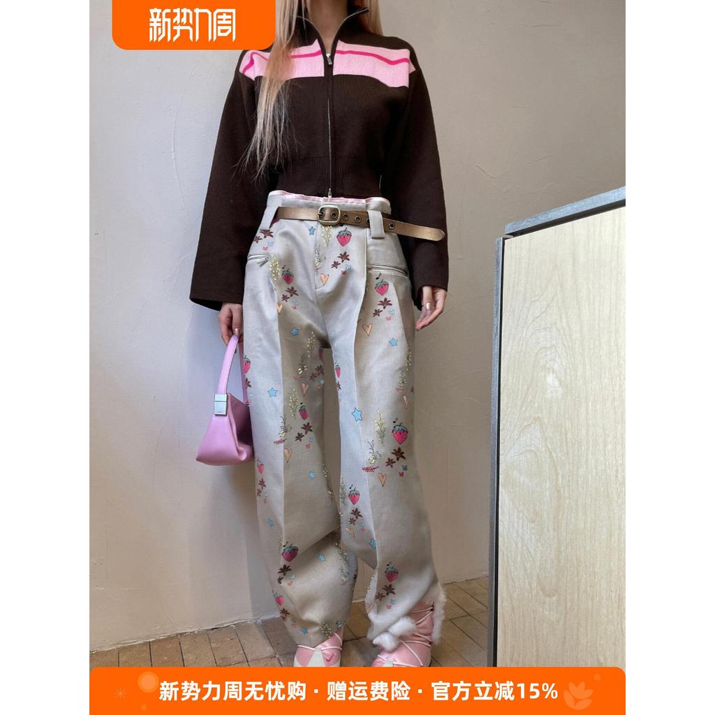 FUYAN quần dài nữ họa tiết graffiti mới cho mùa hè 2026, phong cách thời thượng