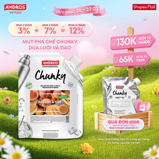 Mứt Pha Chế Dưa Lưới & Đào - Có miếng trái cây thật - Nguyên liệu pha chế - ANDROS CHUNKY - 1kg