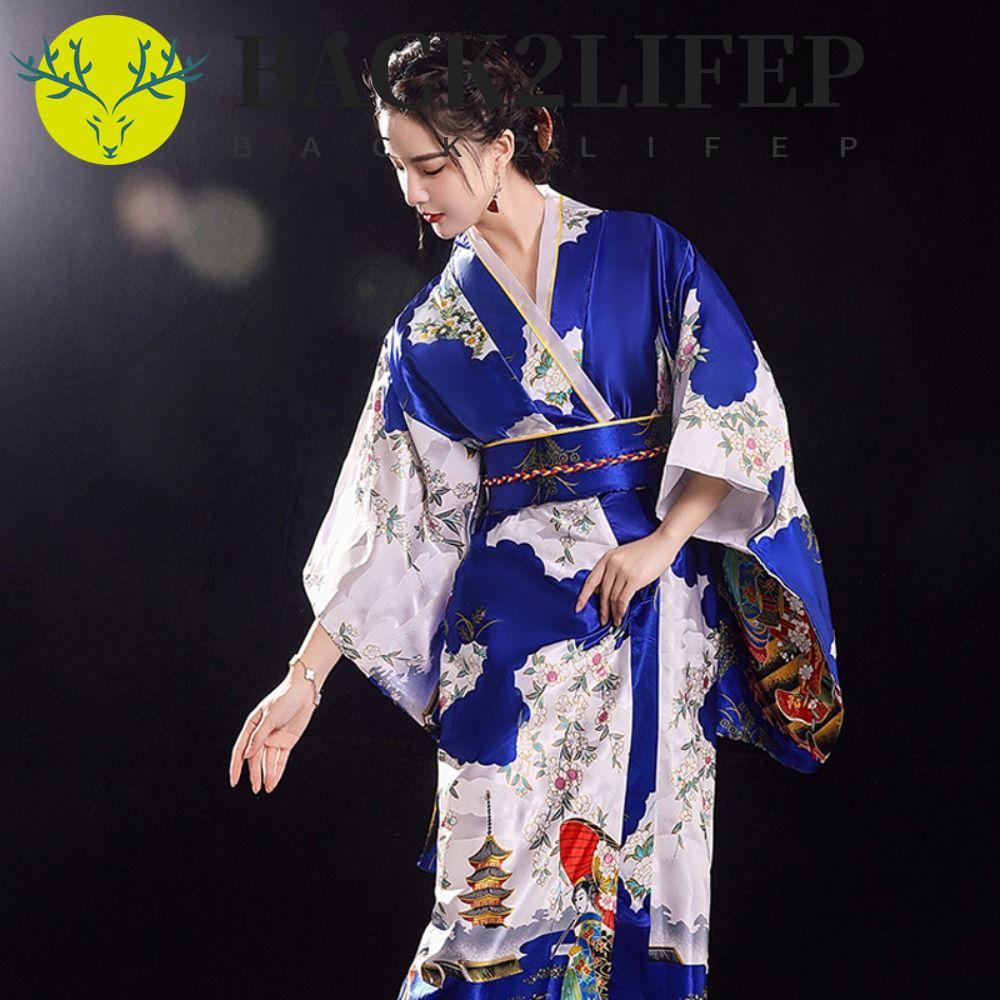 Kimono truyền thống Nhật Bản, hoạ tiết hoa Sakura - Áo choàng tắm yukata geisha