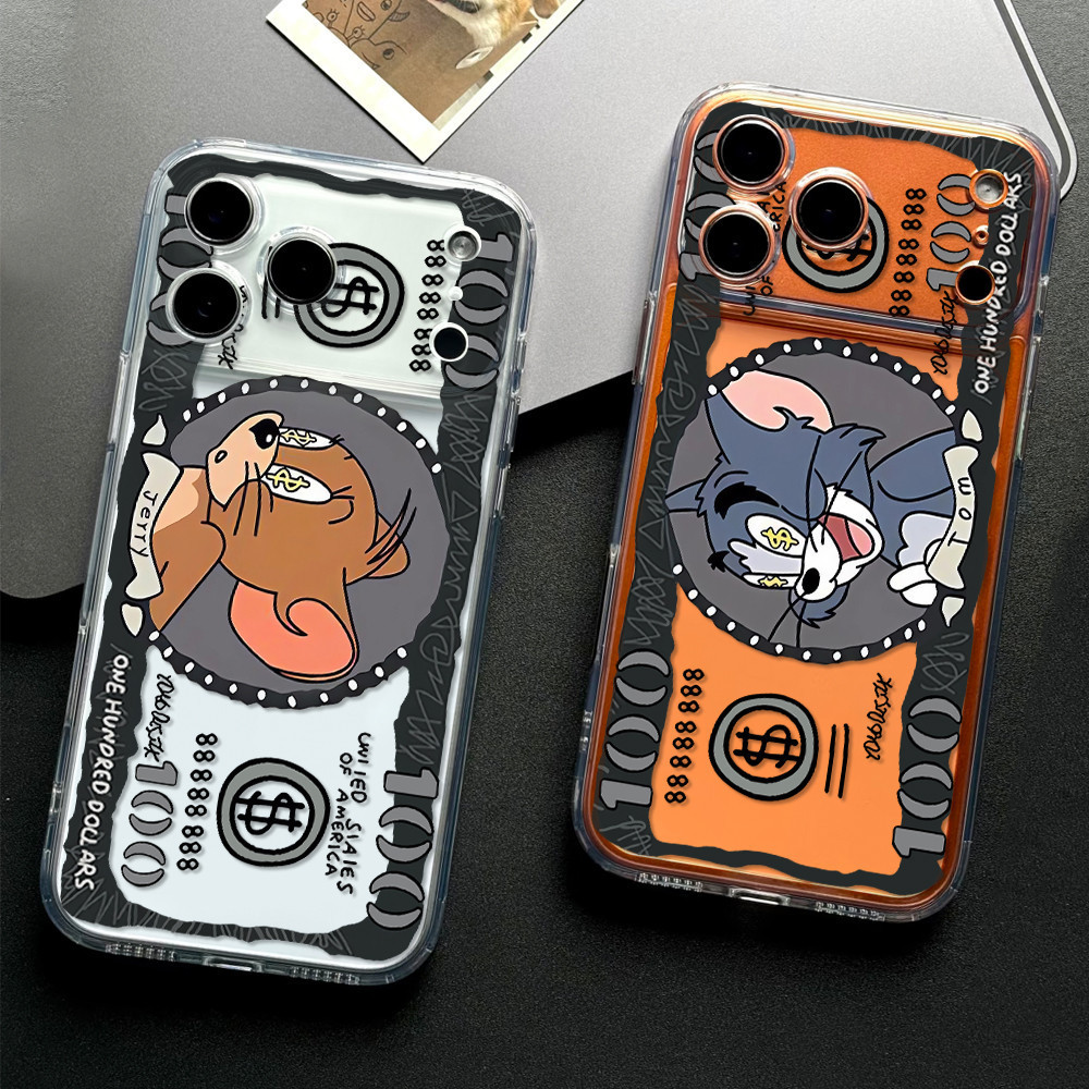 Ốp điện thoại Tom And Jerry Money cho iPhone 17 16 15 14 13 12 11, phụ kiện cặp đôi, vỏ silicon tron