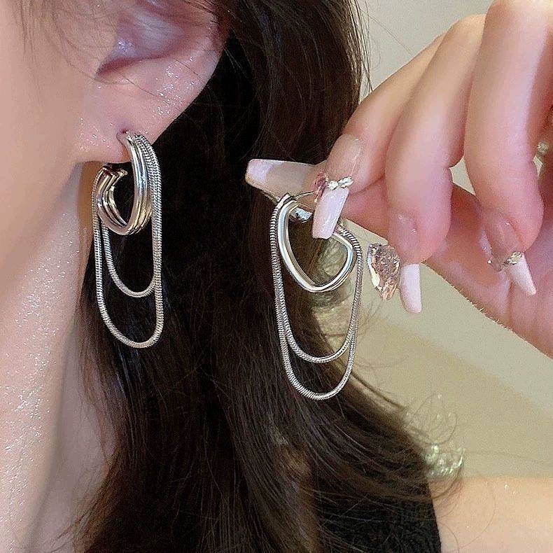 French Tassel Fashion All-Match High-Grade Special-Interest Design Elegant Earrings New Fashion Exag