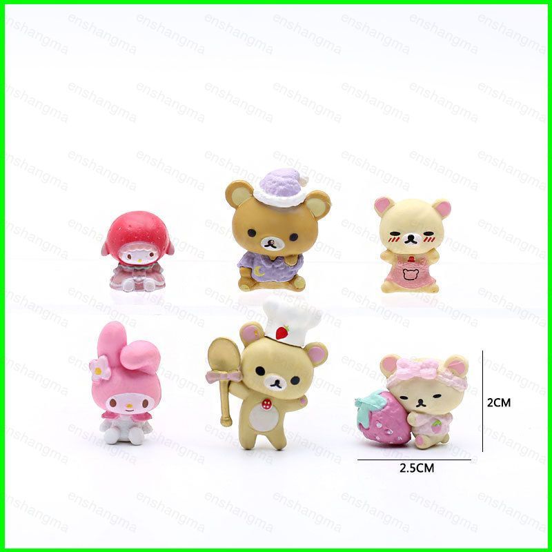 PS1 6 Chiếc Sanrio My Melody Rilakkuma Mini Chef Hat Series Nhân Vật Hành Động Trang Trí SP1