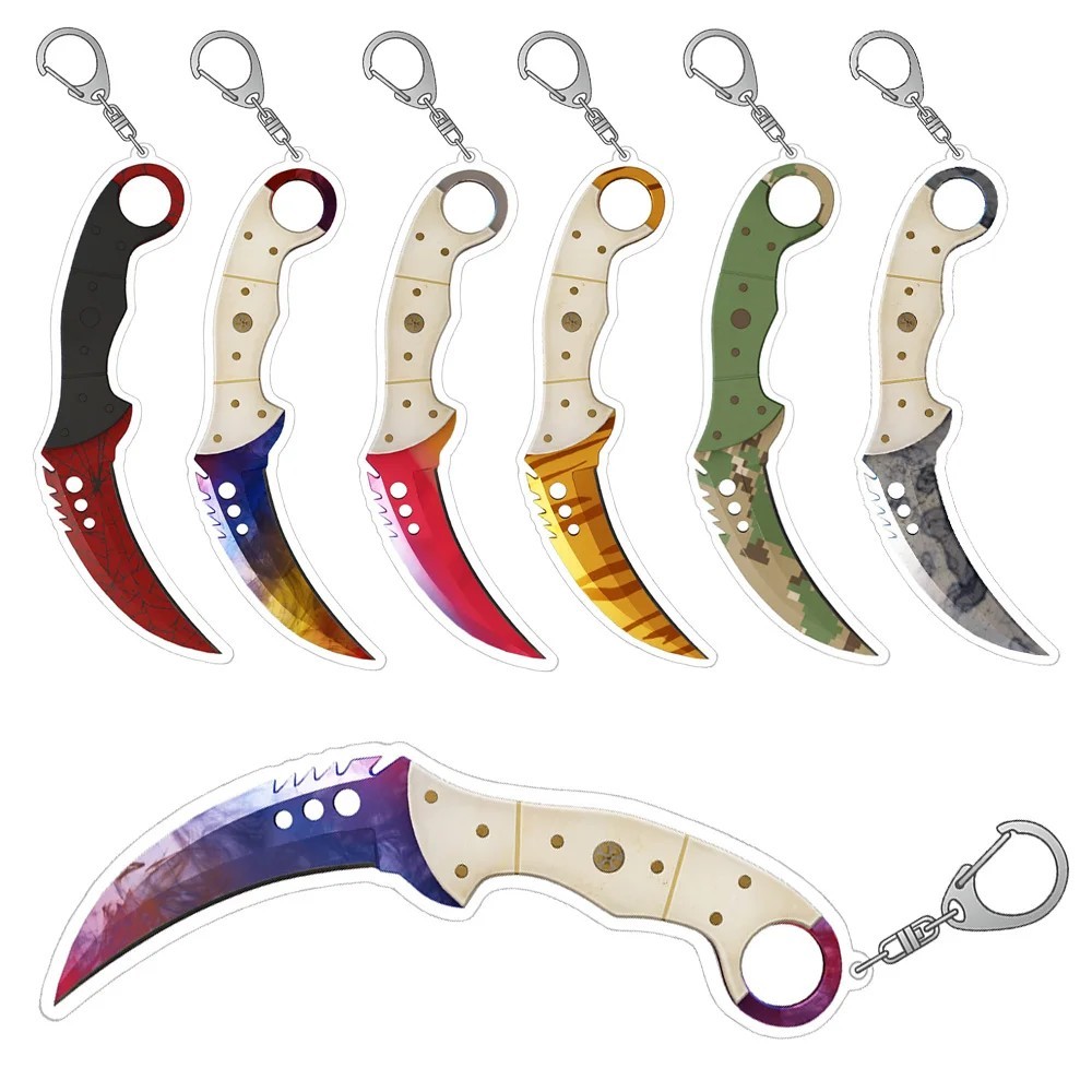 Móc khóa CS2 CSGO mô hình dao Talon Knife mica acrylic skin Doppler Marble Fade Tiger Tooth trang tr