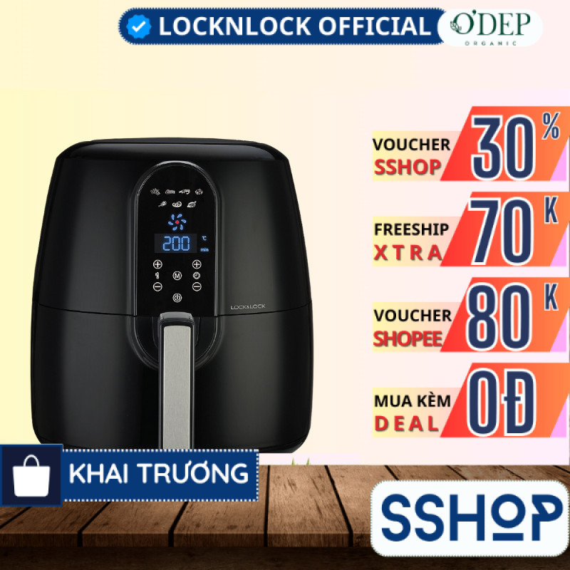 Nồi chiên không dầu LocknLock 5,2 Lít Chính hãng, EJF351BLK - SSHOP SSO