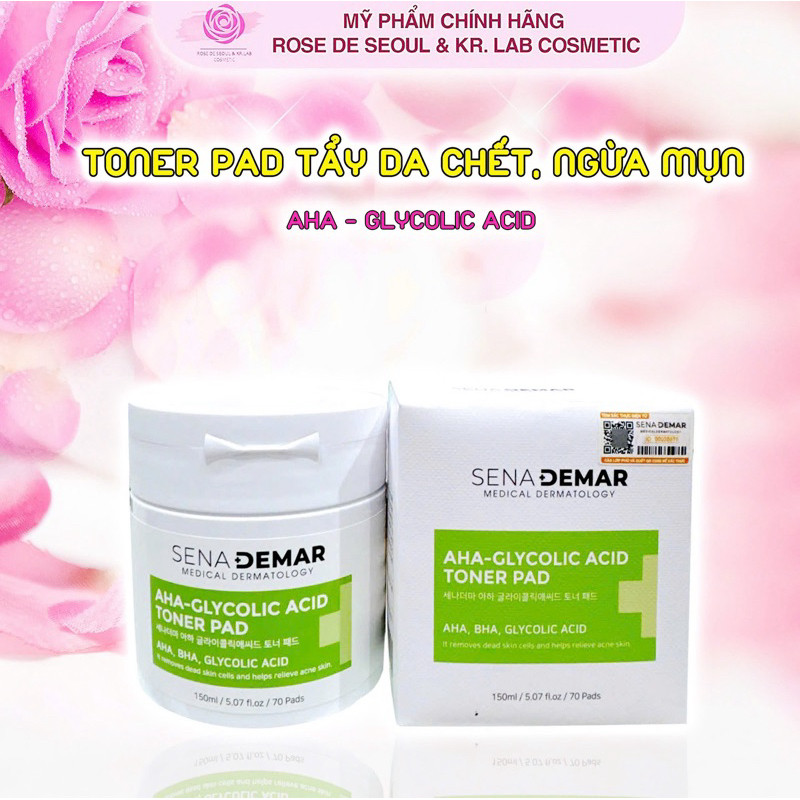 Toner pad Sena demar AHA-glycolic acid toner pad 150ml - hạn 2028 Hàn Quốc toner pad senademar BB
