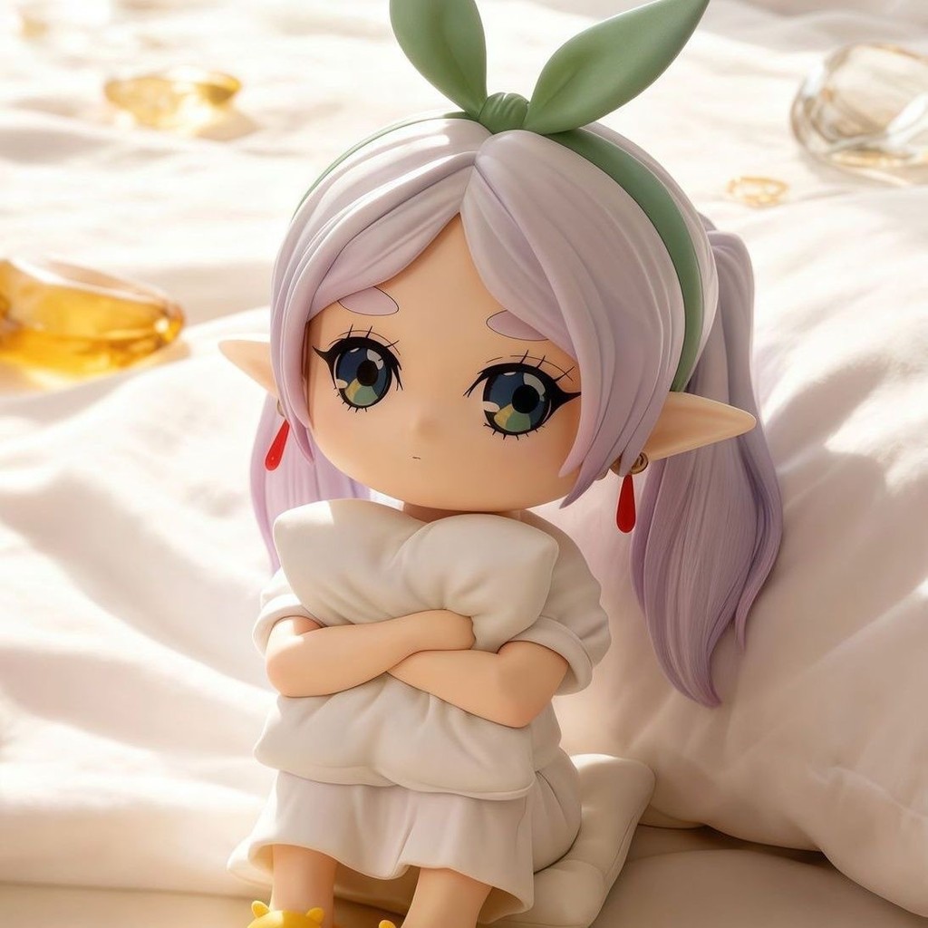 Q Phiên bản Frieren: Beyond Journey 's End Doll Model Pyjama Frieren Nhân vật hành động Bộ sưu tập đ