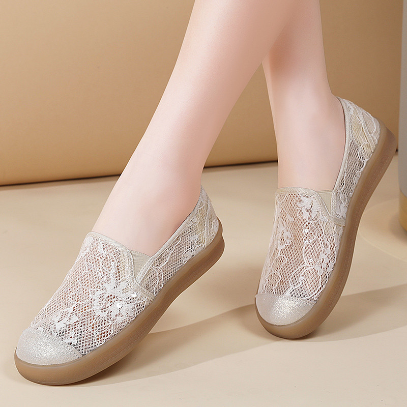 Giày Nữ Thời Trang, Thêu Thoáng Khí Cover-Foot Giày Xô