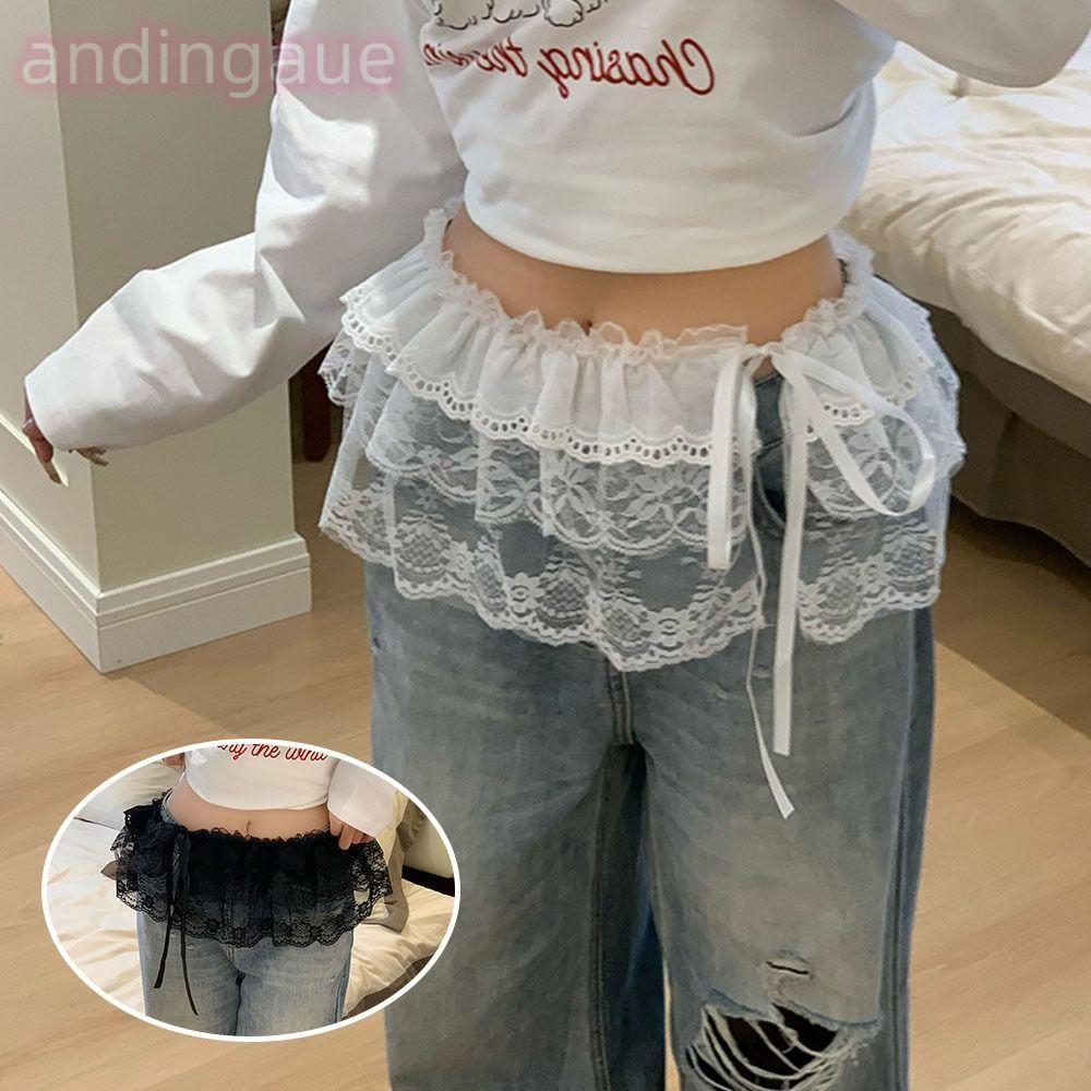 Váy Ren Mini Layer với Ren Hoa Xếp Ly, Thích Hợp Dạo Phố