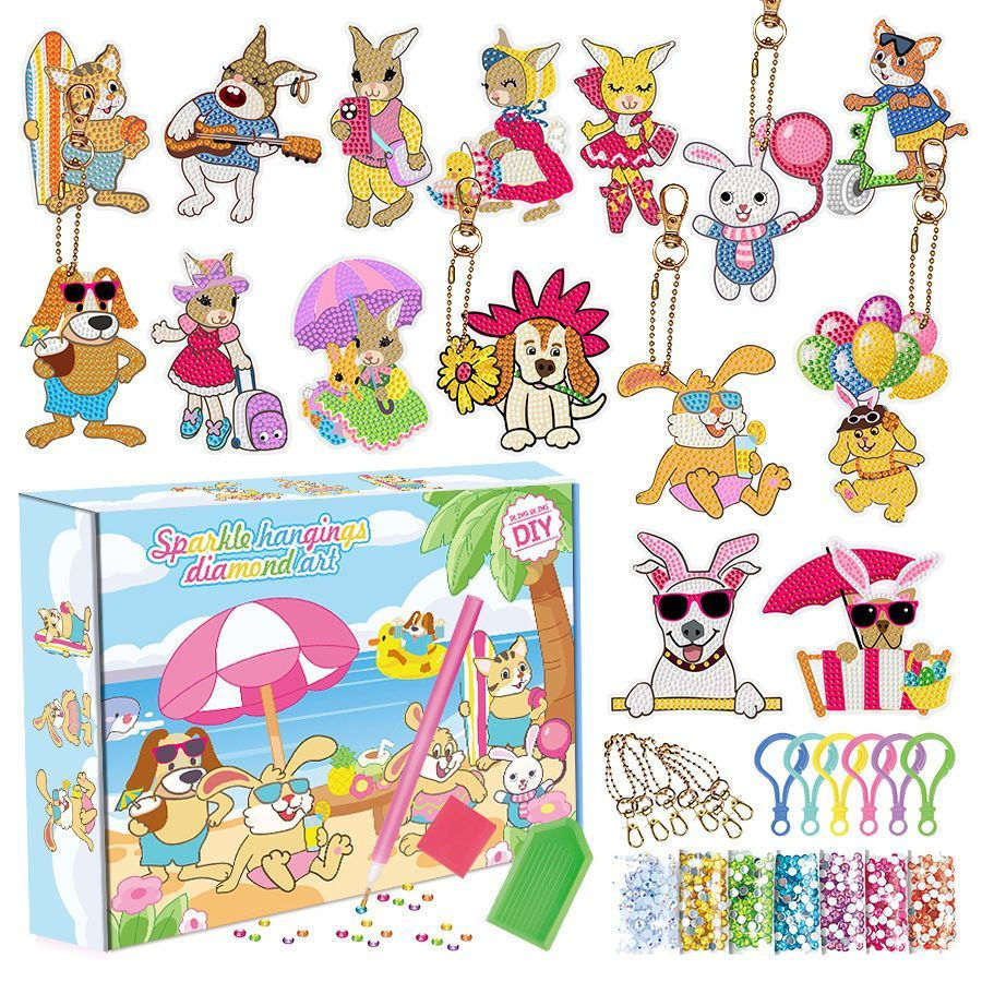 New Product#Children's Handicraft Dot Drill Sticker Painting Material Kit DIY Diamond Painting Keych