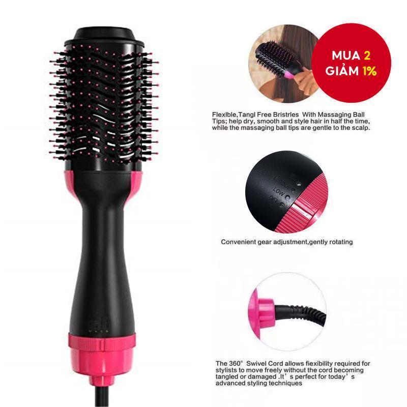 Bàn chải sấy tóc bằng khí nóng - Máy sấy tóc Ionic cho tóc ướt/khô