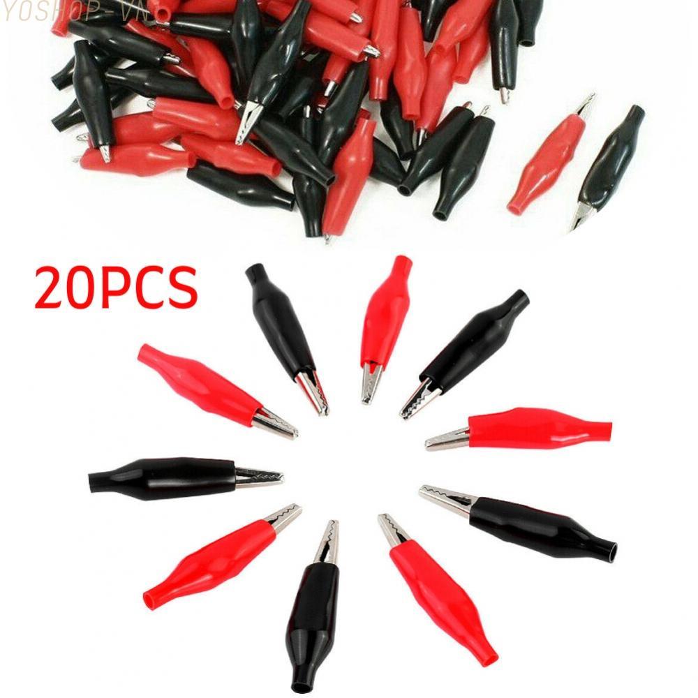[Ysp]Alligator Clips 20pcs Black/Red Coating Electrical Clamp Equipment Jumper