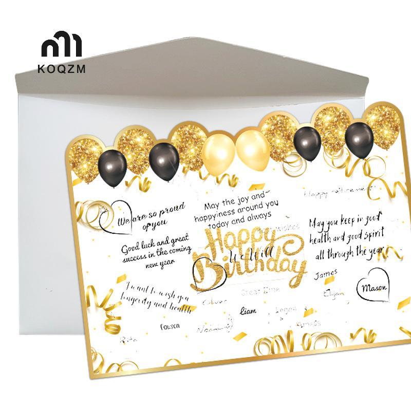 [KOQZM] New Happy Birthday Gold Giant Birthday Guestbook Messagememorative Card [mới]