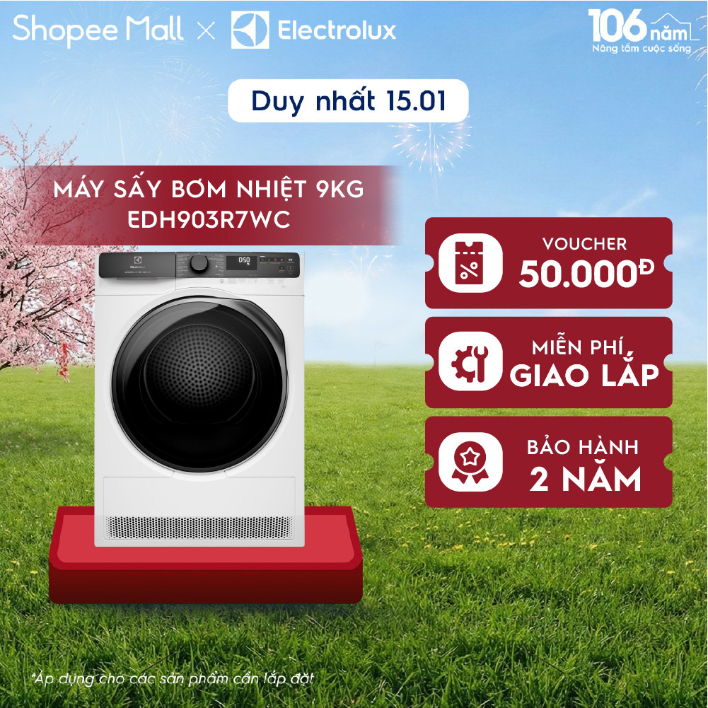 Free giao lắp - Máy sấy bơm nhiệt Electrolux 9kg UltimateCare 700 - Trắng EDH903R7WC
