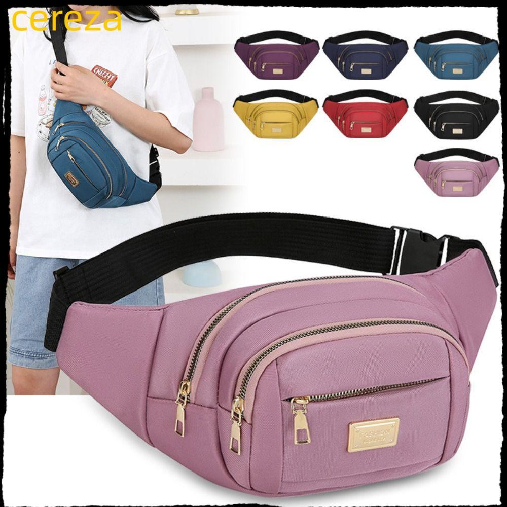 Túi đeo ngực nữ CEREZA, Túi đeo thắt lưng ví 7 màu, Túi đựng điện thoại di động bằng vải đa năng thời trang Unisex