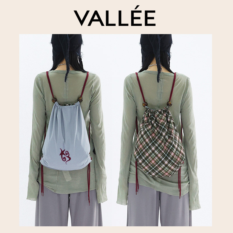 [VALLEE] MYFUZZYKON Home series Ba lô nhẹ chống nước hai mặt hai mặt đính cườm Túi đi học hai mặt Ba