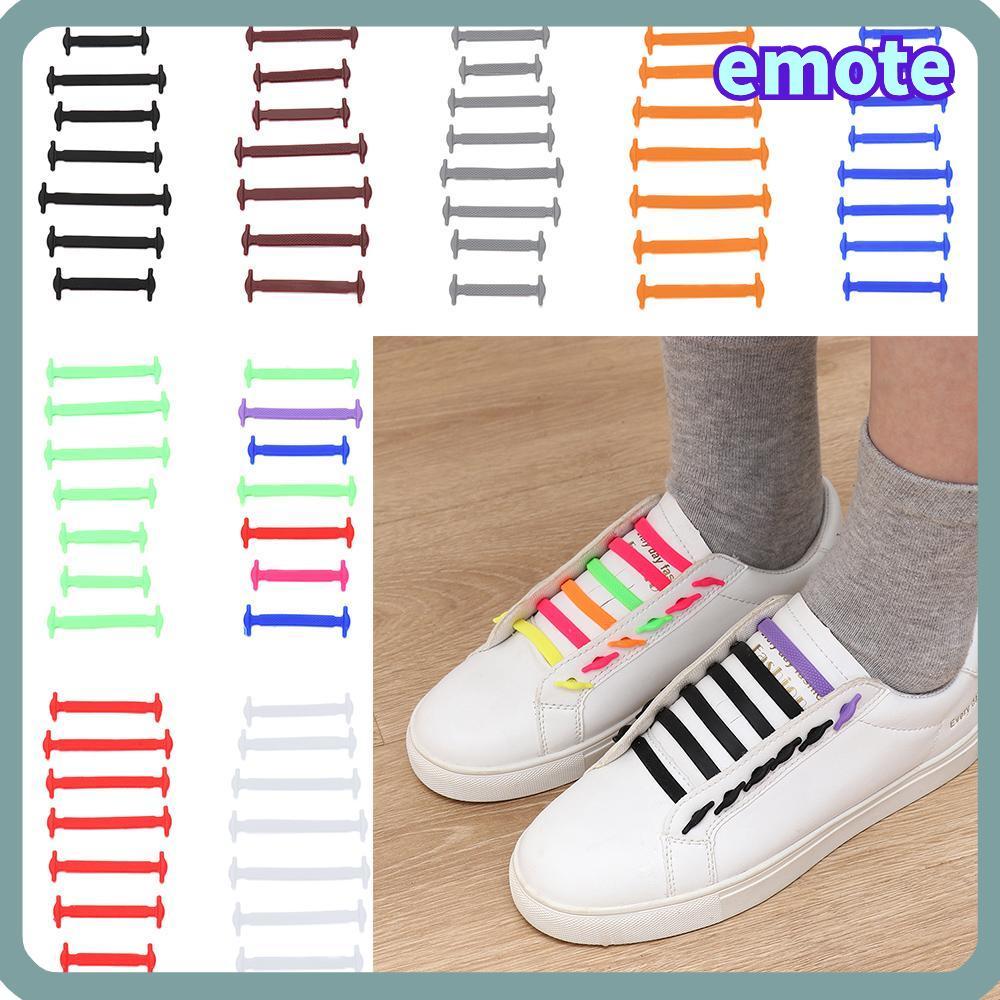 EMOTE 16 Chiếc Dây Giày Co Giãn Giày 16 Chiếc Nam Nữ Thời Trang Co Giãn