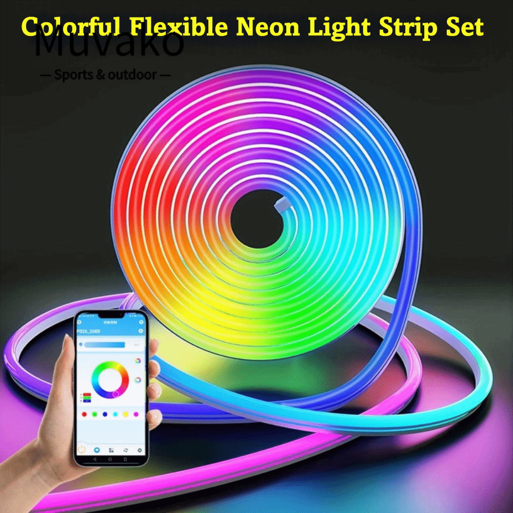 Đèn LED dải neon MUVAKO, Thiết kế linh hoạt Đèn dải neon từ xa 44 phím, Âm thanh chống nước đa năng 