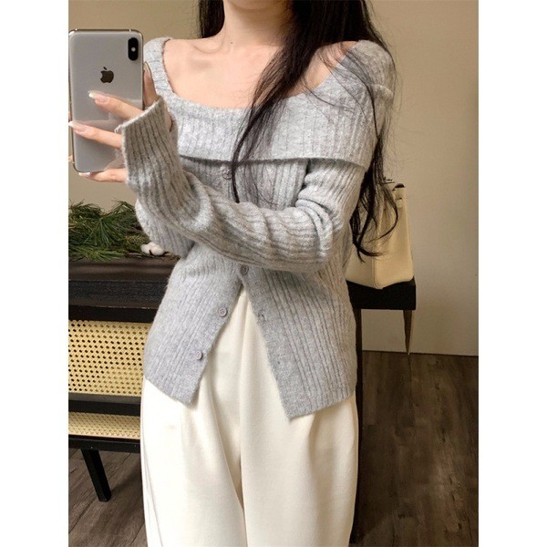 off-shoulder sweater sweater Áo Len Nữ Thu Đông Pure Desire - Kiểu Shoulder-Off Gợi Cảm