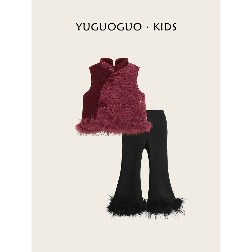 Bé Gái Năm Mới Quần Áo Phong Cách Mới Trẻ Em Phong Cách Trung Hoa Mới Áo Vest Đường Phù Hợp Với Năm 