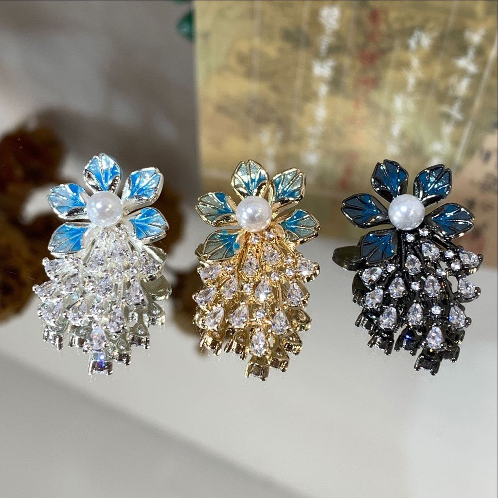 Mặt dây chuyền 14k Hoa xanh Peacock Feather diy Phụ kiện