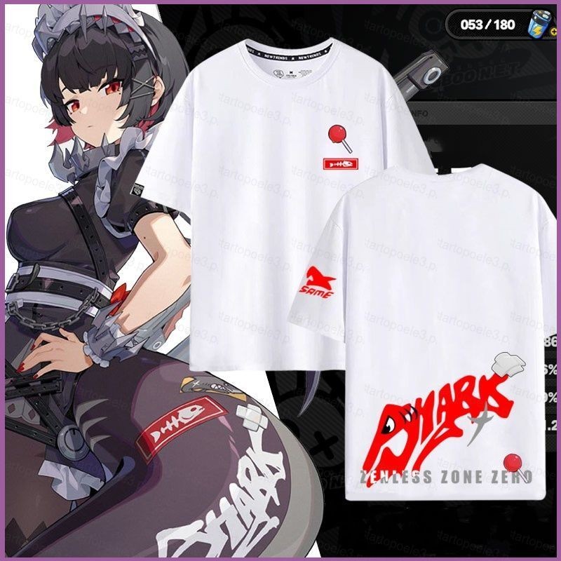 Ellen Zenless Zone Zero trò chơi Ellen Joe phim hoạt hình Cosplay vải 3D mùa hè Áo thun Anime tay ng