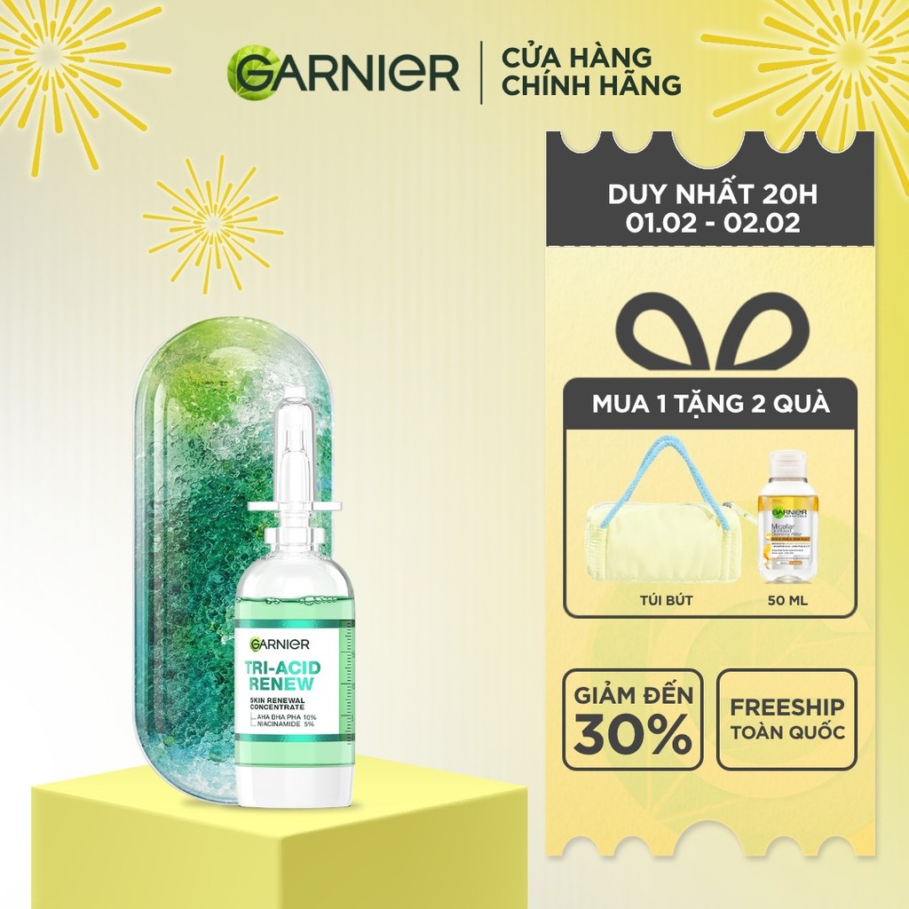 Serum Tri-Acid Garnier thế hệ mới 15% [PHA,AHA BHA ,NIACINAMIDE] giúp da trông sáng hơn láng hơn khỏ