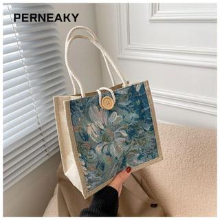 PERNEAKY Túi đựng đồ ăn trưa phong cách quốc gia có thể tái sử dụng dành cho nữ