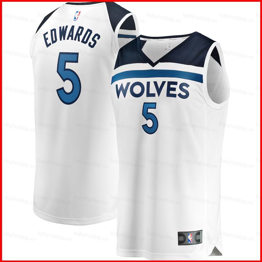 Áo Jersey Anthony Edwards Minnesota Timberwolves màu trắng - phù hợp cho trẻ em và người lớn