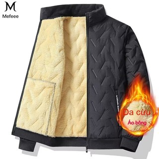 Cardigan unisex mùa đông cổ áo giữ nhiệt, lót dày siêu ấm màu đen xám