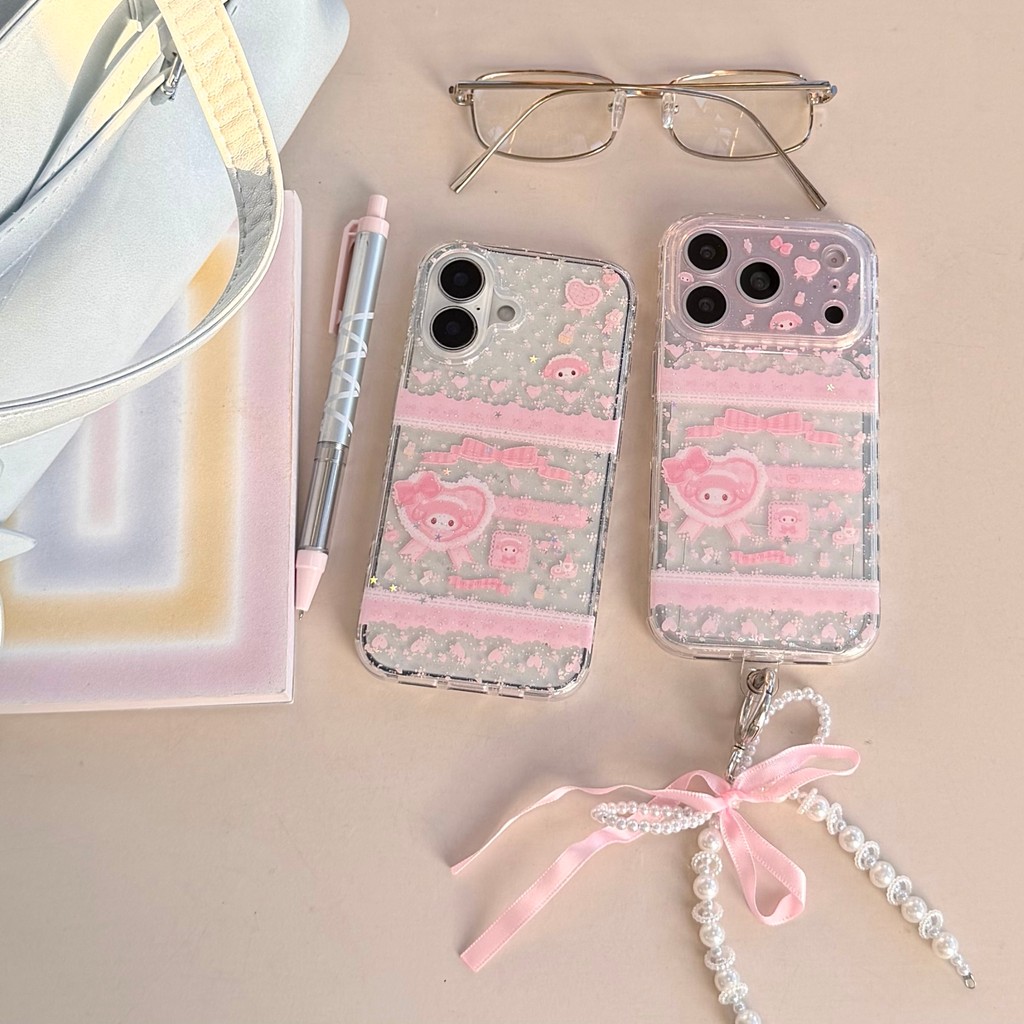 Ốp điện thoại TPU ren màu hồng My Melody cho Apple IPhone 17 16 15 14 13 Pro Max