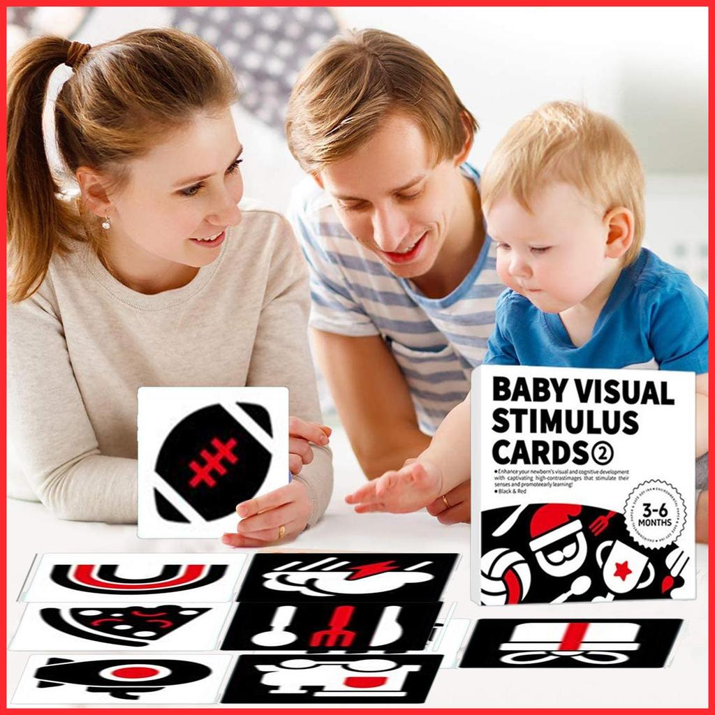 Kích thích thị giác Flashcard Đen trắng Thẻ giác quan cho bé Học sớm Flashcard Tương tác não hjuph