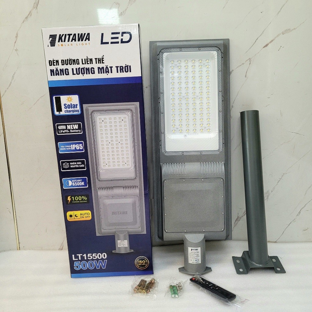 Đèn Liền Thể Năng Lượng Mặt Trời 500W KITAWA LT15500 Chất Liệu Nhôm Bền Bỉ