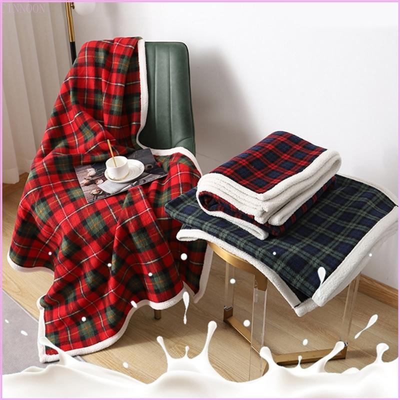 Cinna Giáng Sinh Kẻ Sọc Flannel Chăn Kẻ Sọc Vintage Ném Chăn Chất Liệu Polyester Chăn Mềm Cho Sofa C