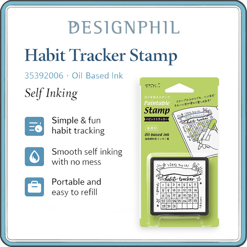 DESIGNPHIL Midori Paintable Self Inking Planner Stamp – Habit Tracker (35392006) + Schedule & Frame 