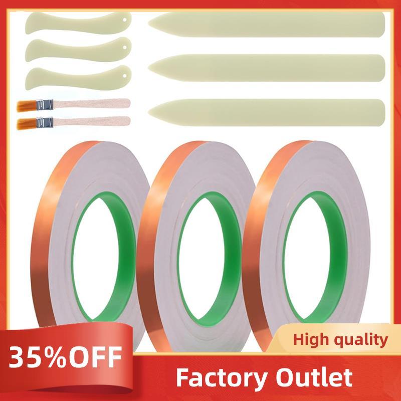 7 / 32inch Mặt Sau Đồng Lá Băng Mặt Sau Lá Đồng Cho Kính Màu 3 Cuộn 55Yards Băng Có Cạp Và Đĩa Bàn C