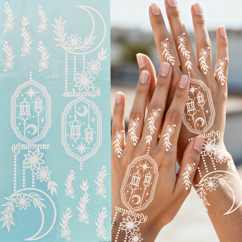 Hình xăm tạm thời henna trắng chống thấm nước, phù hợp tiệc cưới và nghệ thuật cơ thể