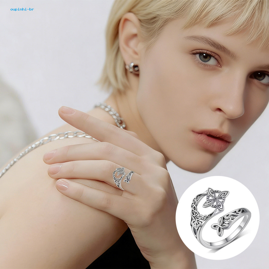 Nhẫn Celtic Hợp Kim Điều Chỉnh Được cho Nữ - Phong Cách Retro Ireland, Perfect làm Quà Tặng