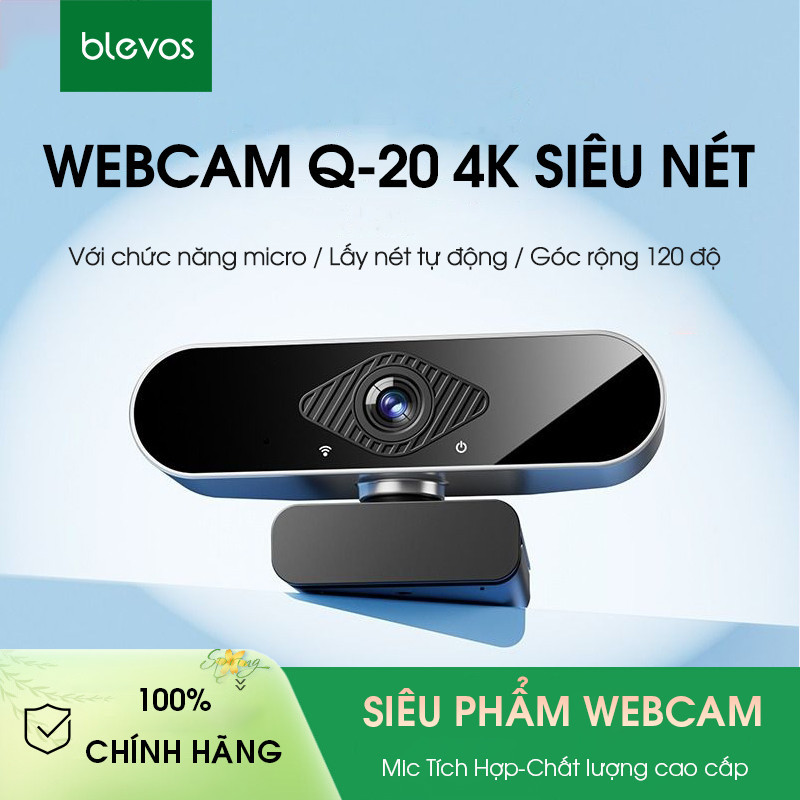 Blevos Webcam máy tính laptop cao cấp Q20 2K 4K web cam 1080P Camera Siêu Nét có mic hỗ trợ học onli