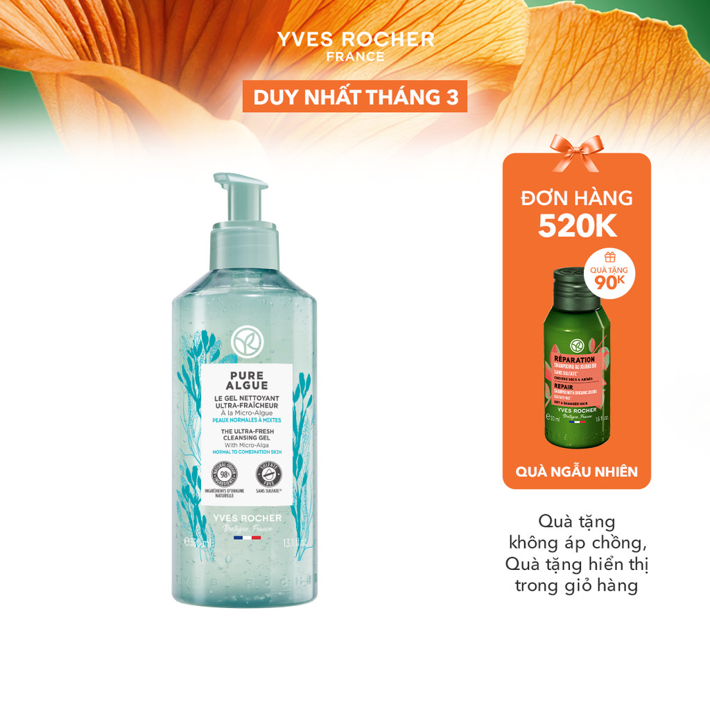 Sữa rửa mặt dạng gel Yves Rocher Pure Algue Cleansing Gel 390ml