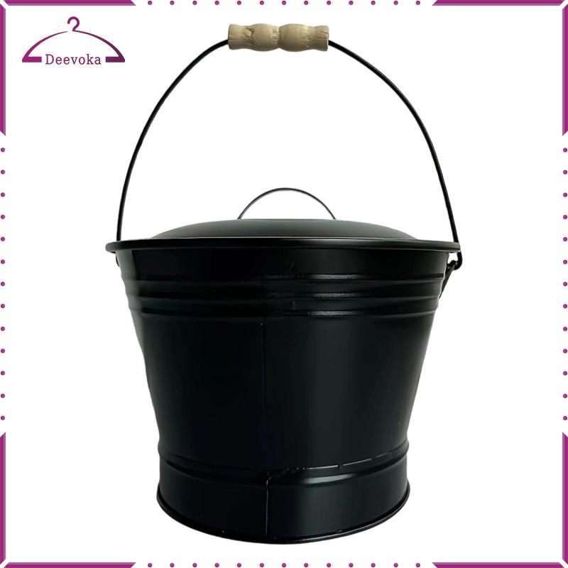 Lò Sưởi Xô Tro Cao Cấp Có Nắp Độ Bền Thực Tế Lò Sưởi Dụng Cụ Xô Than Kim Loại Cho Lò Đốt Gỗ Bếp