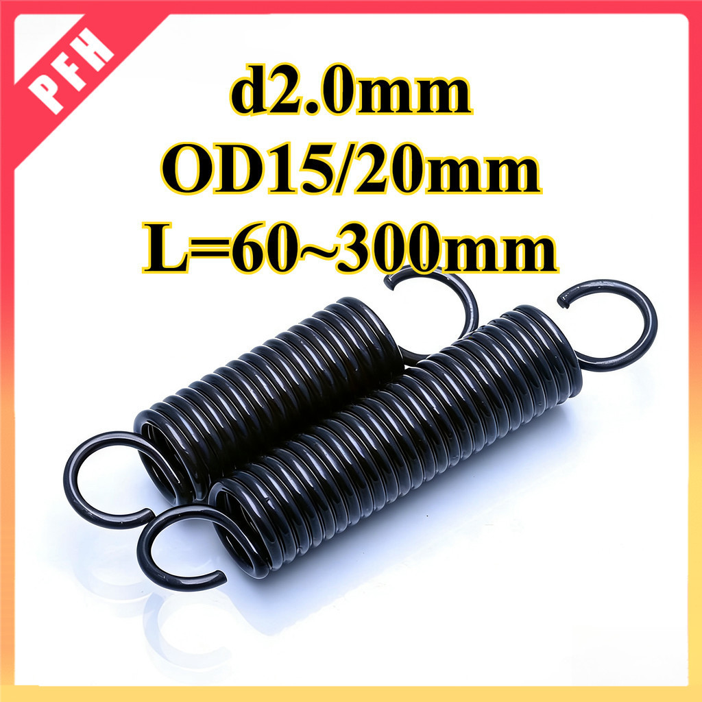 Lò xo căng / lò xo d = 2.0mm, OD15 / 20mm, L = 60 ~ 300mm lò xo căng có móc, áp dụng cho cửa nhà để 