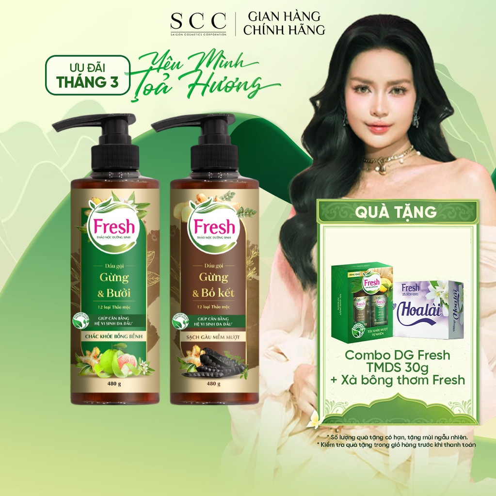 Dầu Gội FRESH Thảo Mộc Dưỡng Sinh 480g (Sạch Gàu Mềm Mượt / Chắc Khỏe Bồng Bềnh)