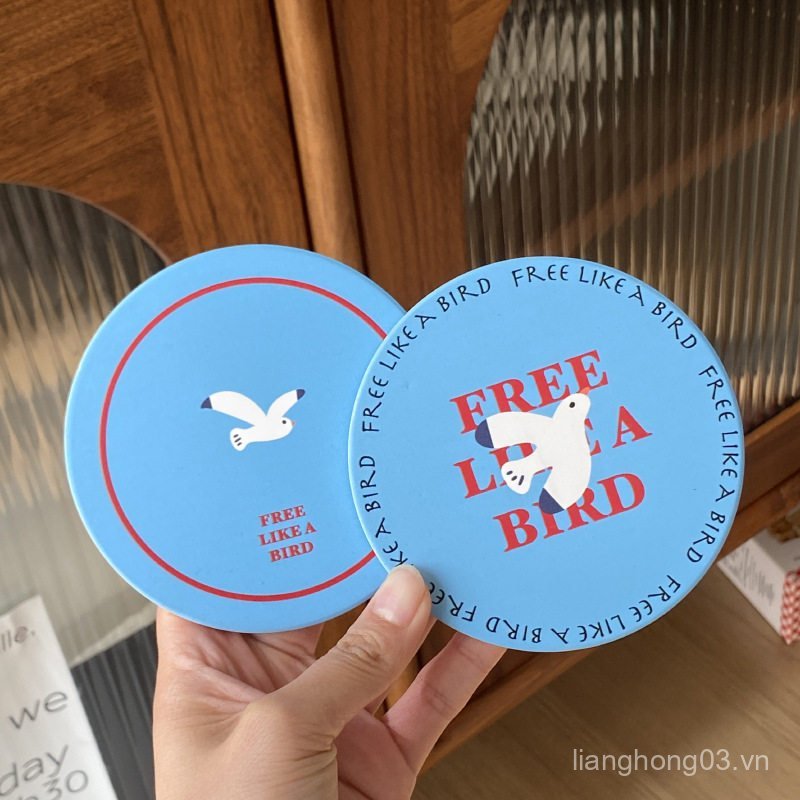 Original ins Style Ceramic Coaster Niche Blue Asuka Ceramic Coaster Like Asuka Free Thấm Hút Coaster