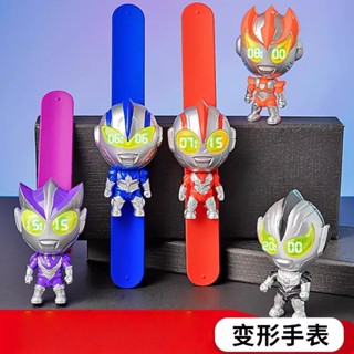 Siêu Nhân Trẻ Em Biến Đổi Đồng Hồ Đồ Chơi Dạ Quang Bé Trai Biến Áp Điện Tử Hoạt Hình Pop Ring Đồng Hồ Đồ Chơi
