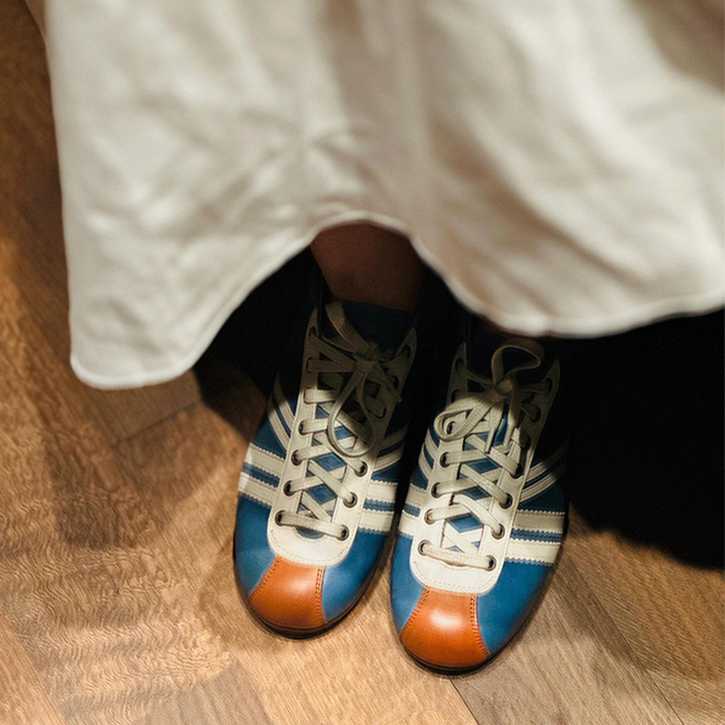 Sheepskin Version~Melard color-blocked German training shoes for women, thick-soled casual sports sh