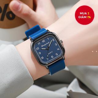 Đồng hồ vuông cổ điển dành cho nữ có dây đeo silicon mềm Quà tặng đồng hồ đeo tay thạch anh nhẹ