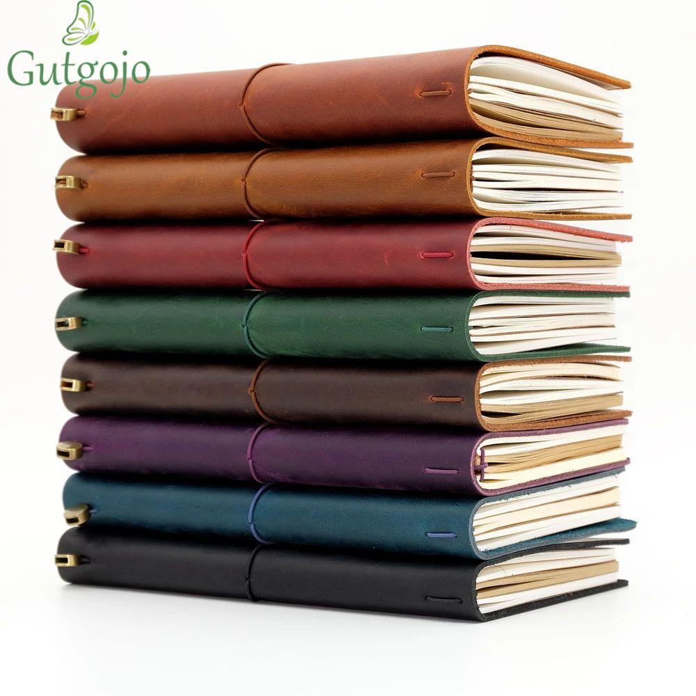 GUTGOJO Vintage Notebook Văn Phòng Phẩm Da Bò Nhật Ký Tạp Chí Sketchbook Du Lịch Notebook