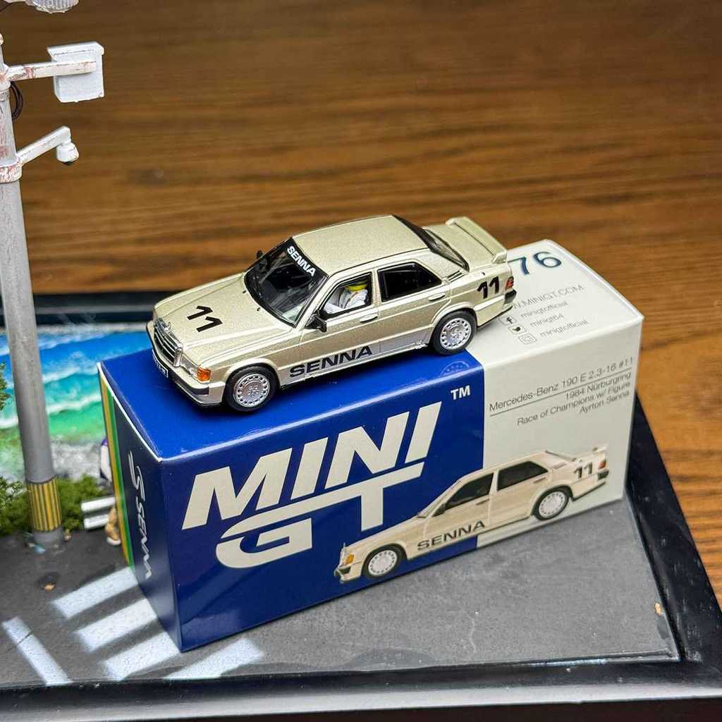 MINIGT 1 / 64 #1076 Benz 190E Senna Hình Hợp Kim Diecast Xe Mô Hình Đồ Chơi Quà Tặng Sinh Nhật